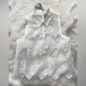 Women’s Marissa Webb Lacy Top with Bow Back Collared Top